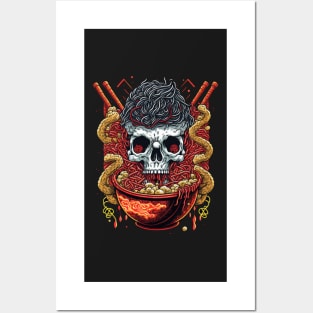 Great Ramen Bowl Japanese Noodles and skull Posters and Art